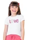 Outlet - Blusa com Estampa Love Menina Rosa  - variação: Branco