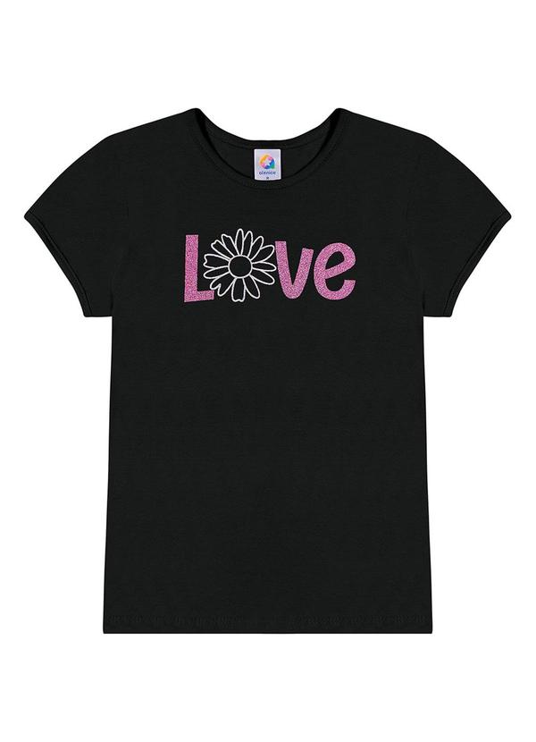 Alenice - Blusa com Estampa Love Menina Preto