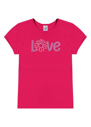 Outlet - Blusa com Estampa Love Menina Rosa  - OUTLET