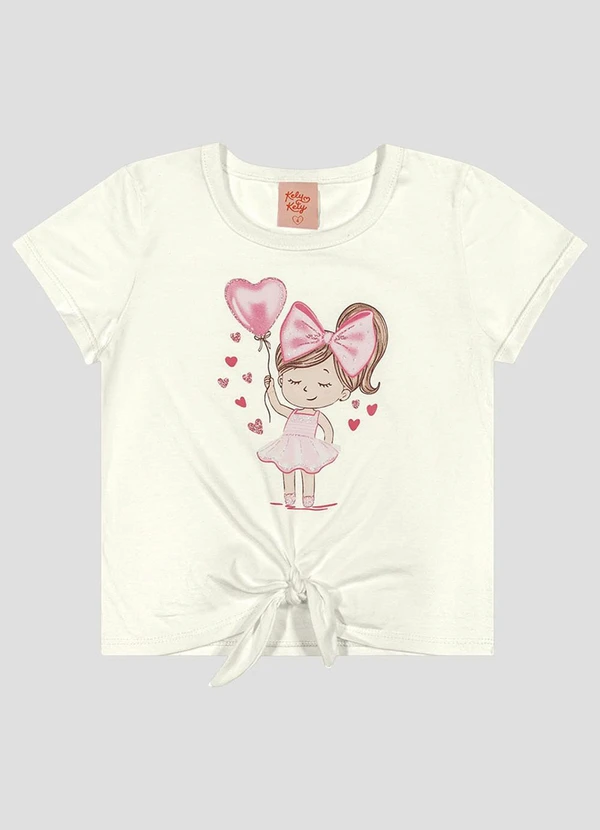 Kely Kety - Blusa com Glitter e Amarração Frontal Bege