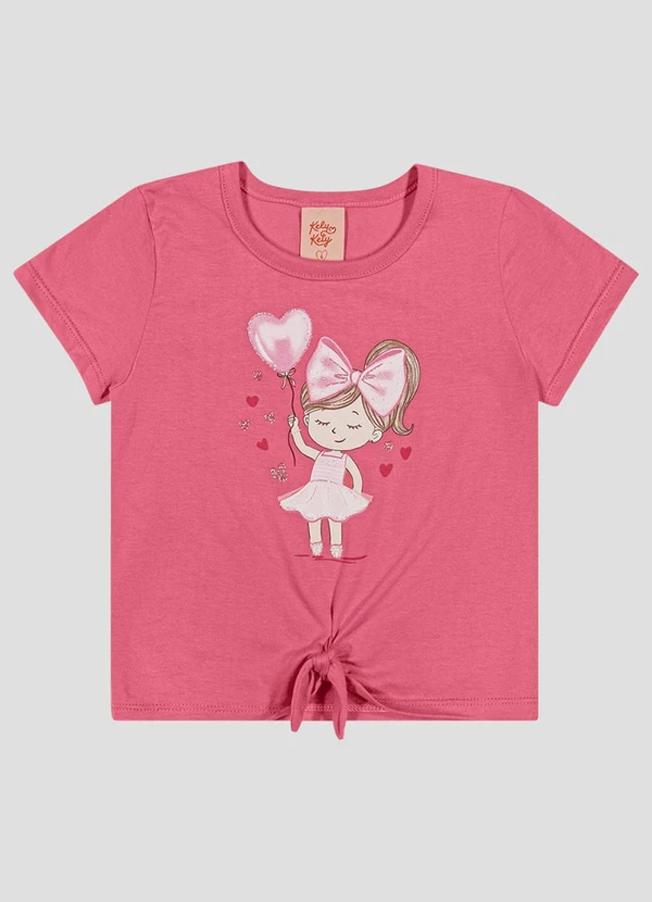 Kely Kety - Blusa com Glitter e Amarração Frontal Rosa