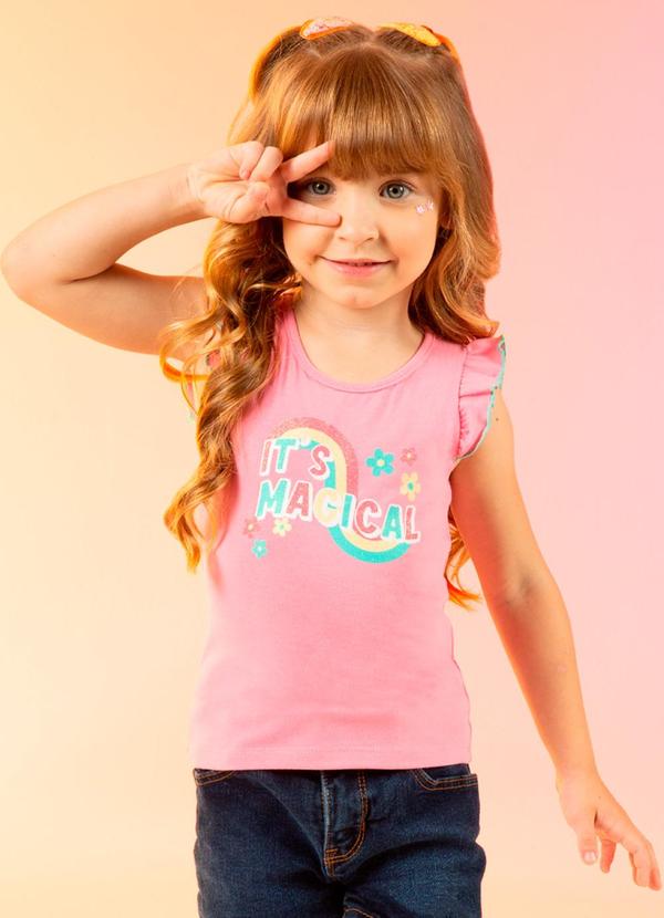 Cativa Kids - Blusa com Glitter e Babados Rosa