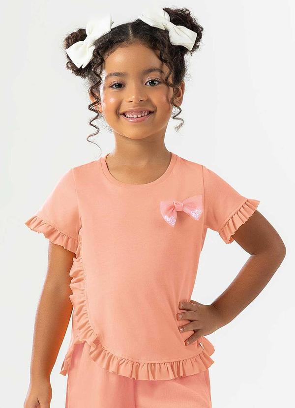 Cativa Kids - Blusa com Laço e Babados Laranja