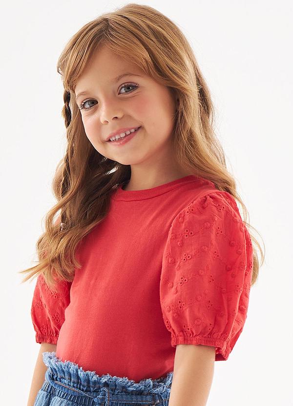 Up Baby - Blusa com Manga Bufante Vermelho