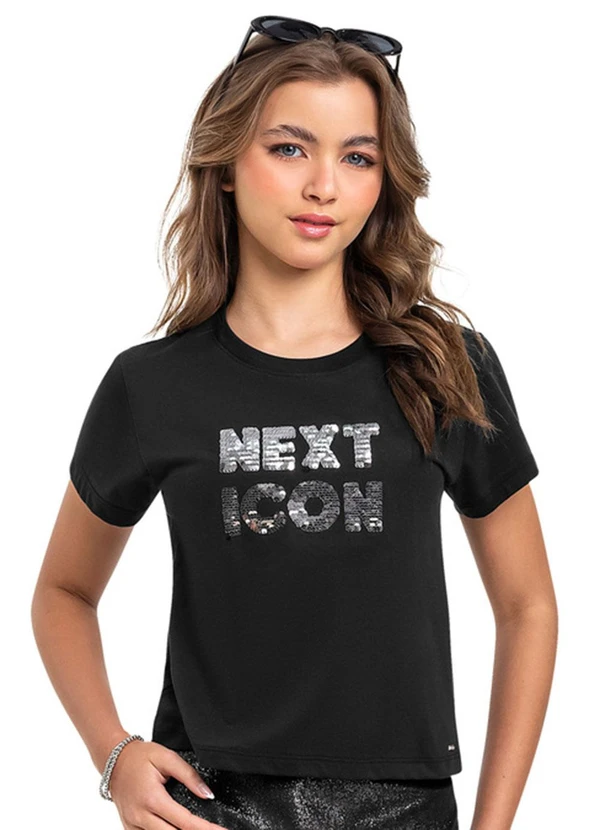 Gloss - Blusa com Paetê para Menina Gloss Preto