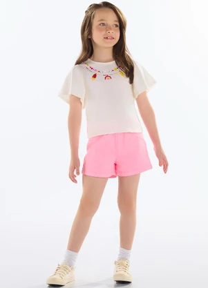 Quimby - Blusa com Strass Menina Bege - QUIMBY