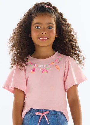 Quimby - Blusa com Strass Menina Rosa - QUIMBY