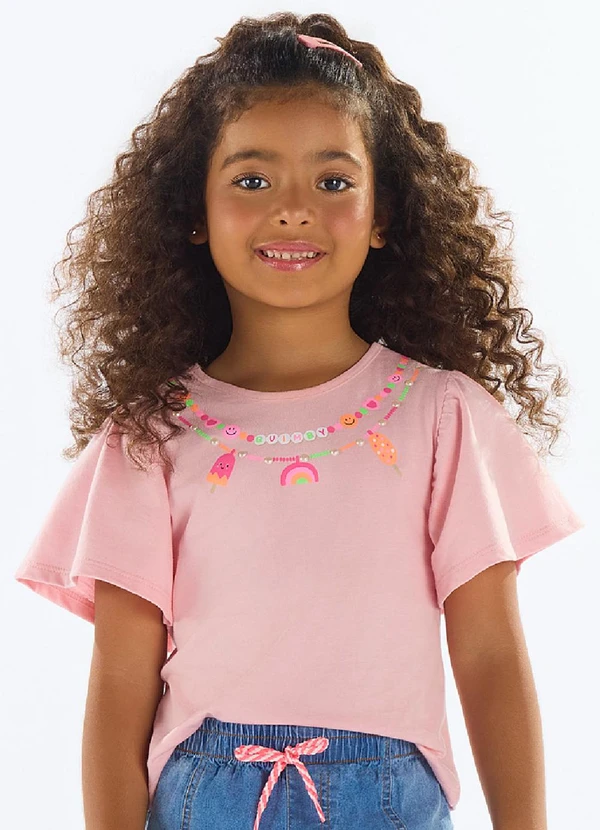 Quimby - Blusa com Strass Menina Rosa