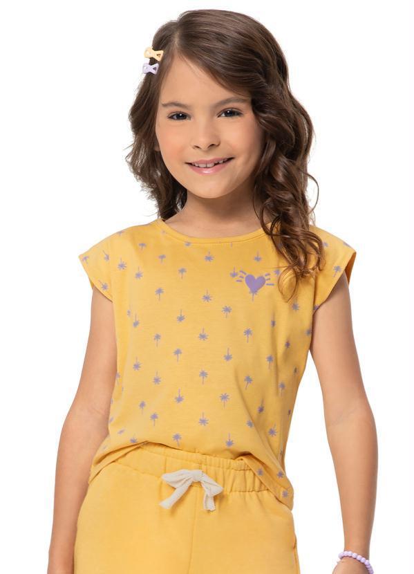 Malwee Kids - Blusa Coqueiros em Malha Orgânica Menina Amarelo