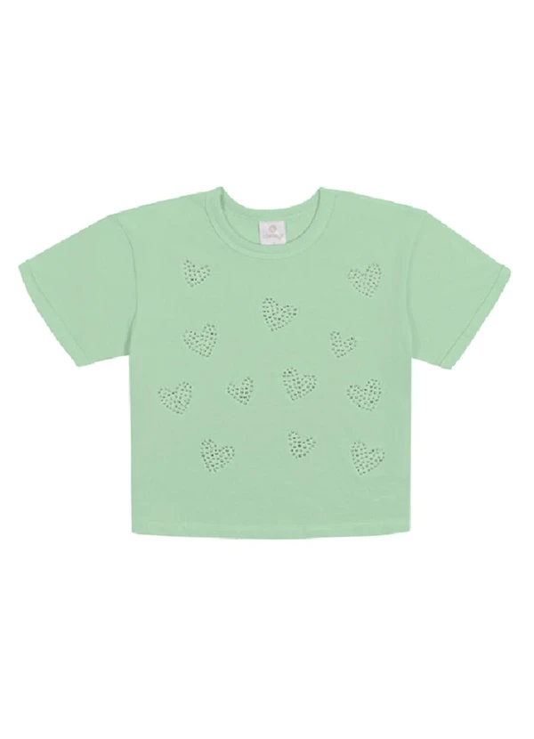 Abrange - Blusa Coração Strass Verde Menta