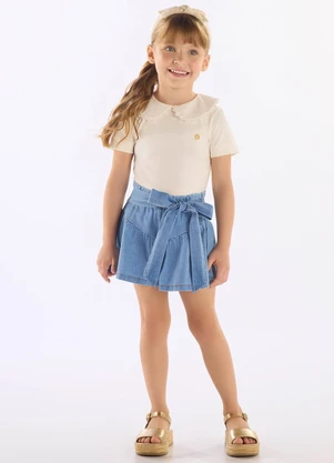 Up Baby - Blusa Cotton com Gola Boneca Branco - UP BABY