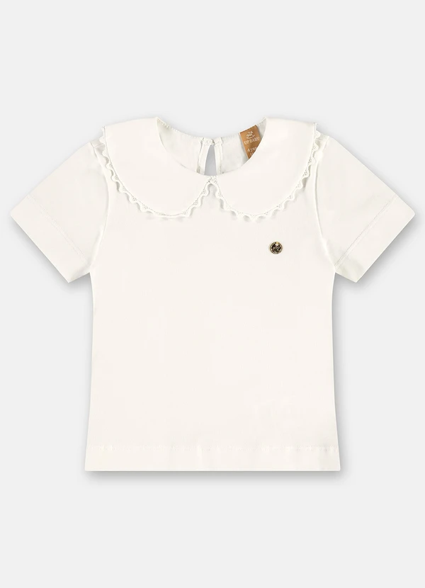 Up Baby - Blusa Cotton com Gola Boneca Branco 3