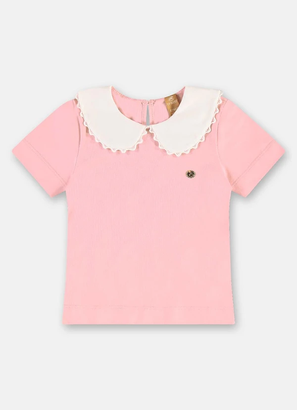 Up Baby - Blusa Cotton com Gola Boneca Rosa 3