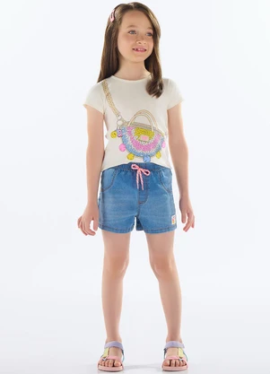 Quimby - Blusa Cotton com Strass Bege - QUIMBY
