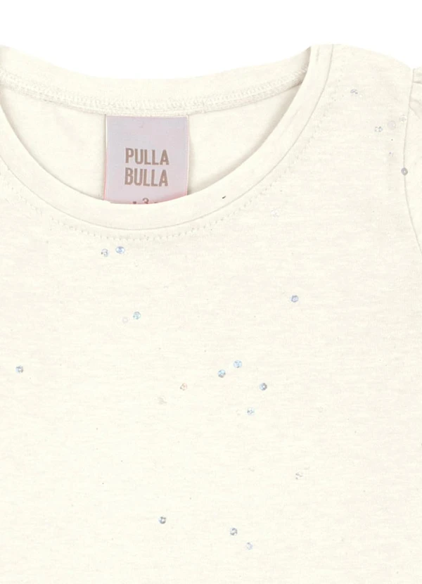 Pulla Bulla - Blusa Cotton Leve com Gliter e Paetê Bege 4