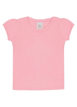 Pulla Bulla - Blusa Cotton Leve com Gliter e Paetê Rosa - PULLA BULLA