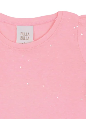 Pulla Bulla - Blusa Cotton Leve com Gliter e Paetê Rosa - PULLA BULLA