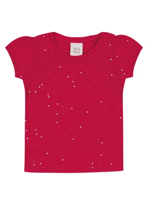 Pulla Bulla - Blusa Cotton Leve com Gliter e Paetê Vermelho - PULLA BULLA
