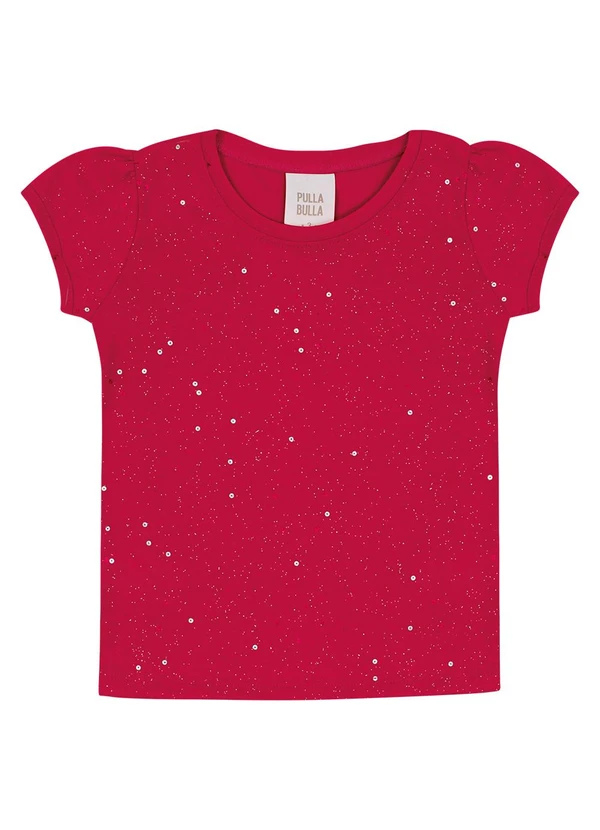 Pulla Bulla - Blusa Cotton Leve com Gliter e Paetê Vermelho