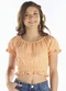 Pulla Bulla - Blusa Crepe Laise e Helanca Bege - variação: Laranja