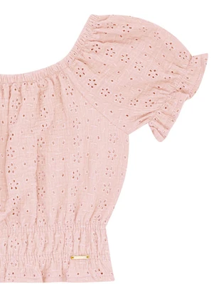 Pulla Bulla - Blusa Crepe Laise e Helanca Rosa - PULLA BULLA
