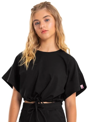 Gloss - Blusa Cropped Básica Infantil Preto - GLOSS