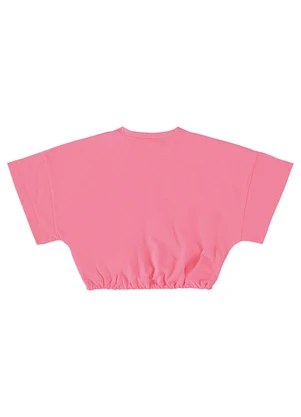 Gloss - Blusa Cropped Básica Infantil Rosa - GLOSS