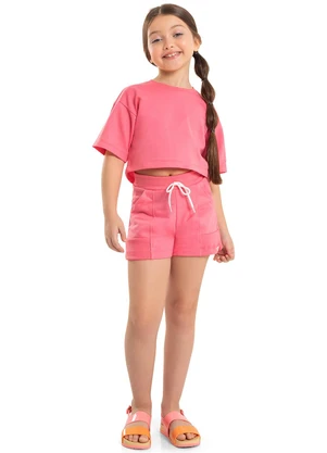 Gloss - Blusa Cropped Básica Infantil Rosa - GLOSS