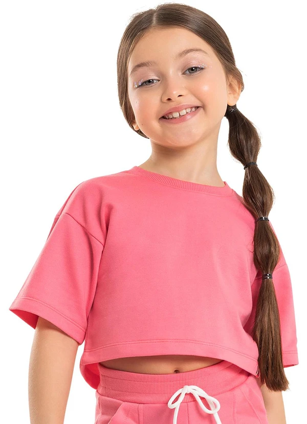 Gloss - Blusa Cropped Básica Infantil Rosa