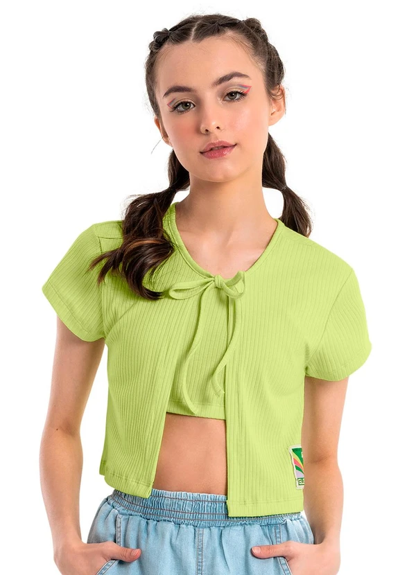 Gloss - Blusa Cropped Curta em Ribana Verde
