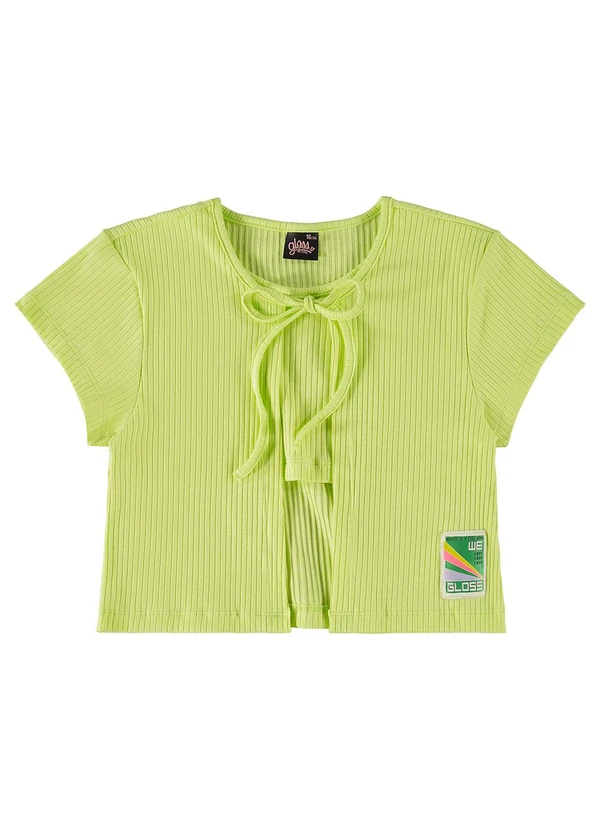 Gloss - Blusa Cropped Curta em Ribana Verde 3