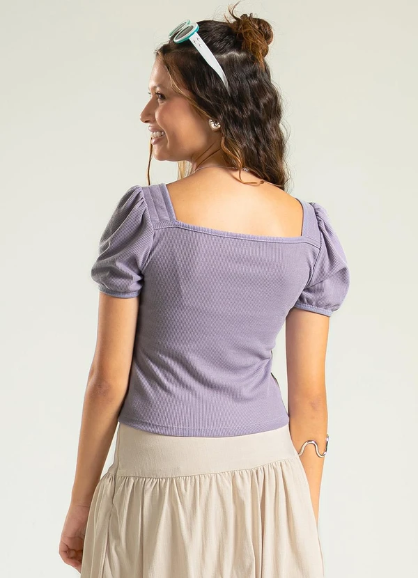 Cativa Teen - Blusa Cropped Decote Coração Lilás 2