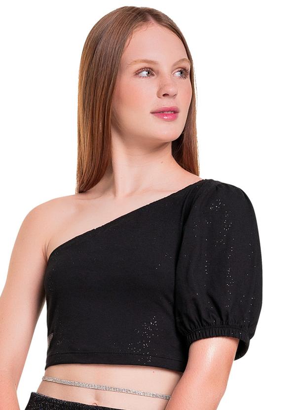 Gloss - Blusa Cropped em Cotton Juvenil Preto