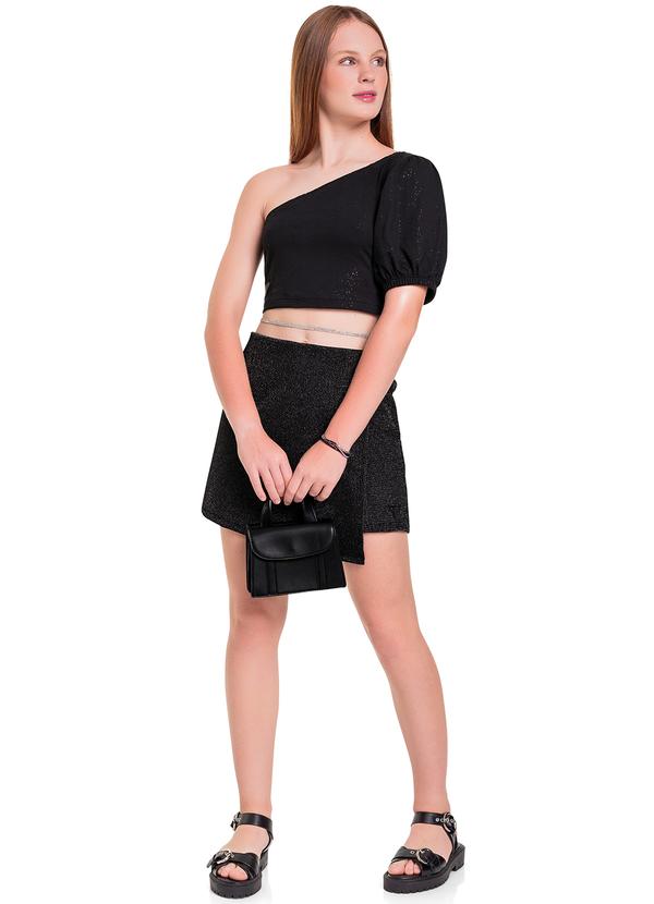 Gloss - Blusa Cropped em Cotton Juvenil Preto 2
