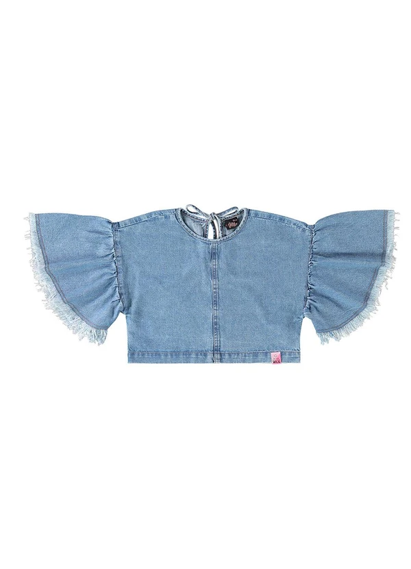 Gloss - Blusa Cropped em Jeans Azul