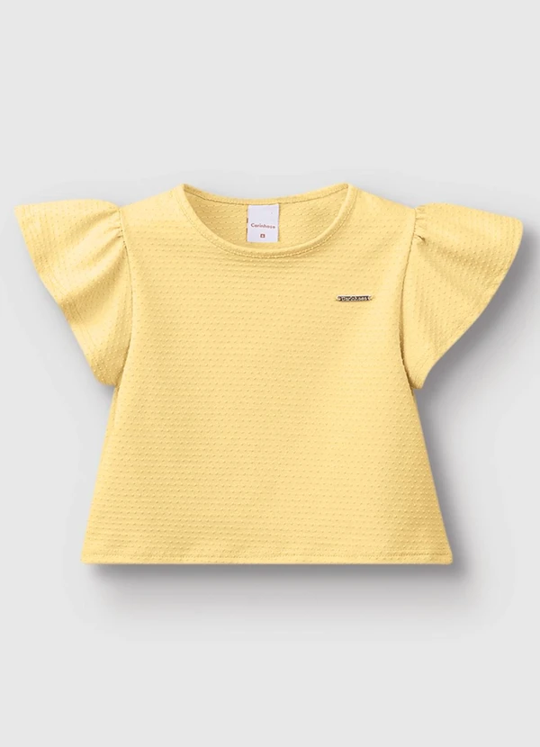 Carinhoso - Blusa Cropped em Malha Texturizada Amarelo 1