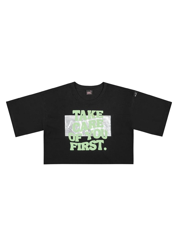 Gloss - Blusa Cropped em Meia Malha Juvenil Preto 3