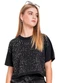 Gloss - Blusa Cropped em Meia Malha Juvenil Preto - variação: Preto