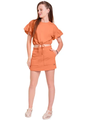 Gloss - Blusa Cropped em Meia Malha Juvenil Preto - GLOSS