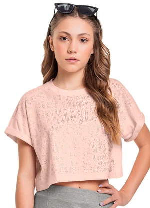 Gloss - Blusa Cropped em Meia Malha Juvenil Rosa - GLOSS