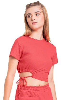 Gloss - Blusa Cropped em Ribaninha Juvenil Laranja - GLOSS