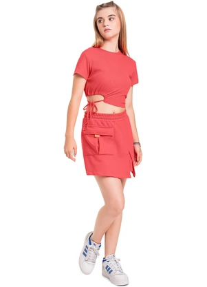 Gloss - Blusa Cropped em Ribaninha Juvenil Laranja - GLOSS