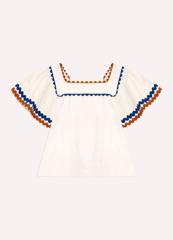 Nanai - Blusa Cropped Infantil com Aviamentos Off White 3