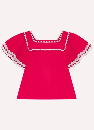 Nanai - Blusa Cropped Infantil com Aviamentos Rosa - NANAI