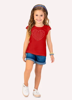 Kyly - Blusa Cropped Infantil com Lantejoulas Vermelho - KYLY