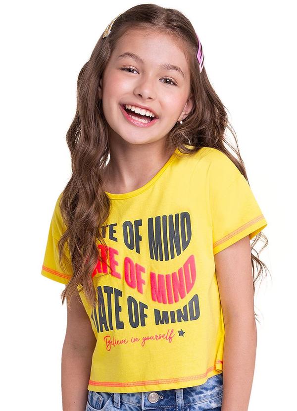 Kyly - Blusa Cropped Infantil Menina Amarelo