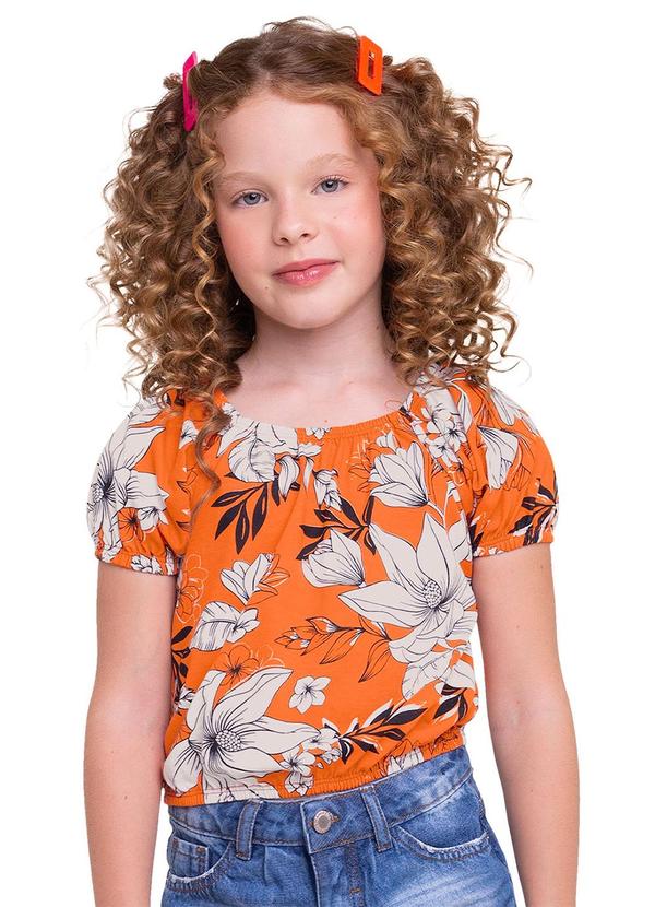 Kyly - Blusa Cropped Infantil Menina Laranja