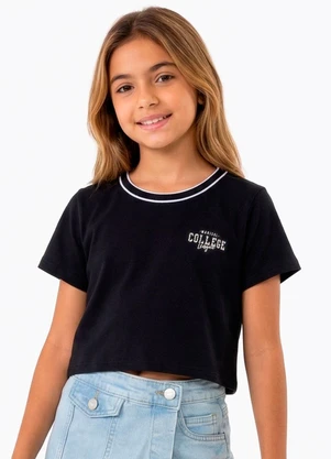 Marisol - Blusa Cropped Infantil Feminina Preto - MARISOL