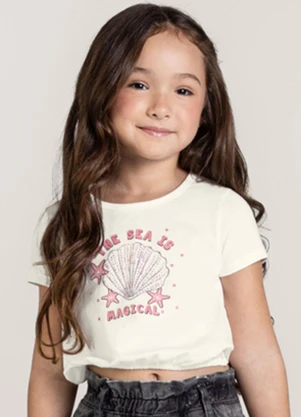 Brandili - Blusa Cropped Infantil Menina Bege - BRANDILI