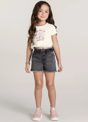 Brandili - Blusa Cropped Infantil Menina Bege - BRANDILI